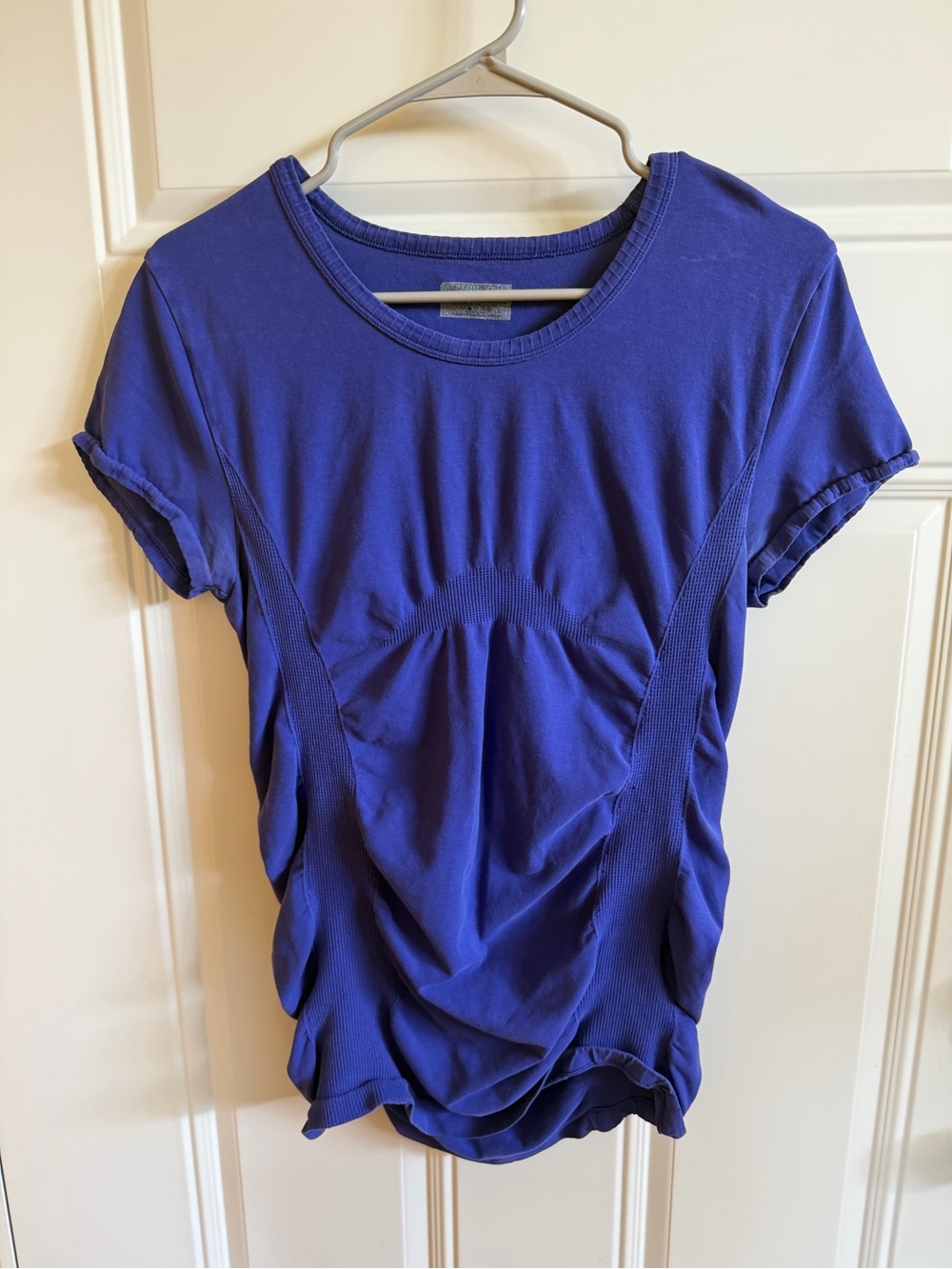 Athleta Women’s Blue Ruched Short-Sleeve Top, Size L